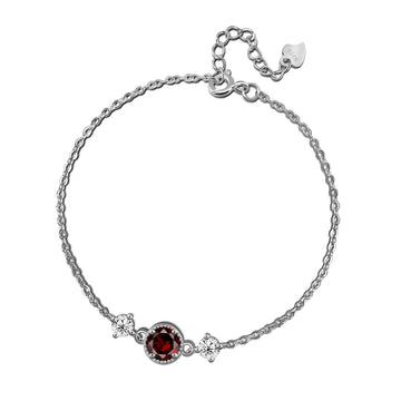 Courageous Round Red Garnet Sterling Silver Stellar Bracelet